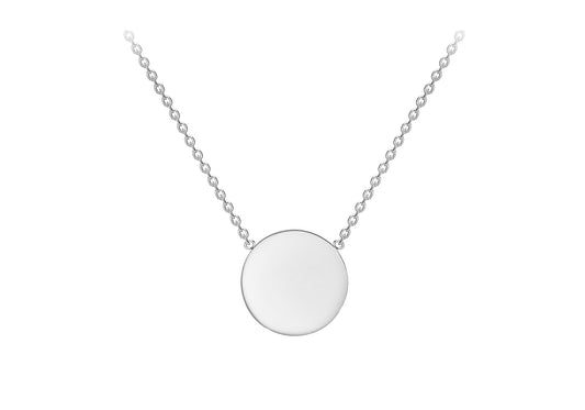 9CT White Gold 10mm Disc Adjustable Necklace