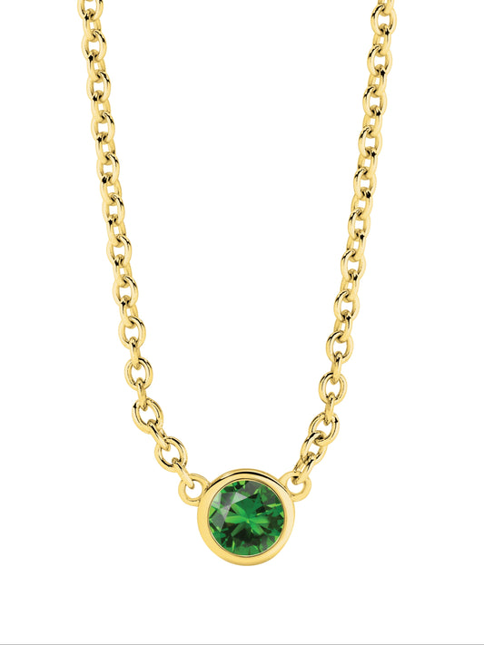 Tiny Birthstone Necklace in Yellow Gold |  By Angeline Australia | May