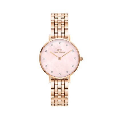 Daniel Wellington Petite Lumine 28 5-Link Rose Gold & Mother of Pearl Pink Watch