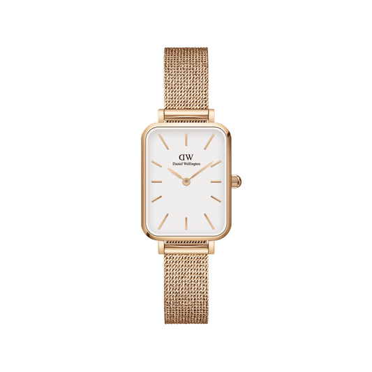 Daniel Wellington Quadro 20X26 Pressed Melrose Rose Gold & White Watch