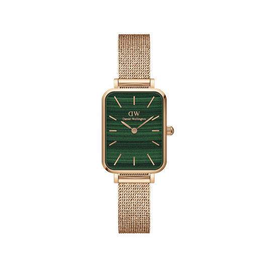 Daniel Wellington Quadro 20X26 Pressed Melrose Rose Gold & Green Watch