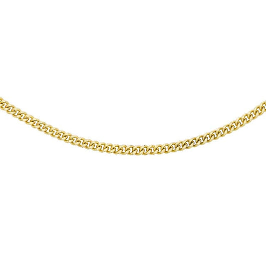 18K Yellow Gold Solid Diamond Cut Curb Chain 50cm