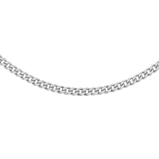 18K White Gold Solid Diamond Cut Curb Chain 45cm
