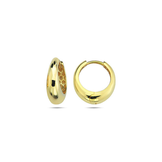 9CT Yellow Gold Round Tapered Huggie Earrings 14mm