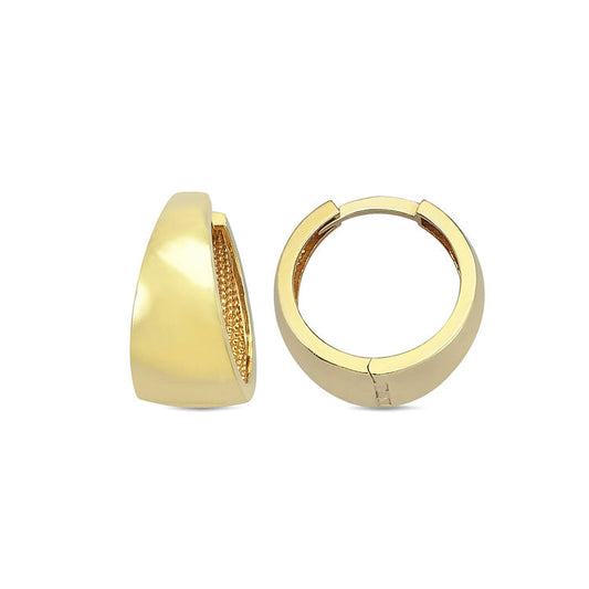 9CT Yellow Gold Flat Tapered Huggie Earrings 14mm