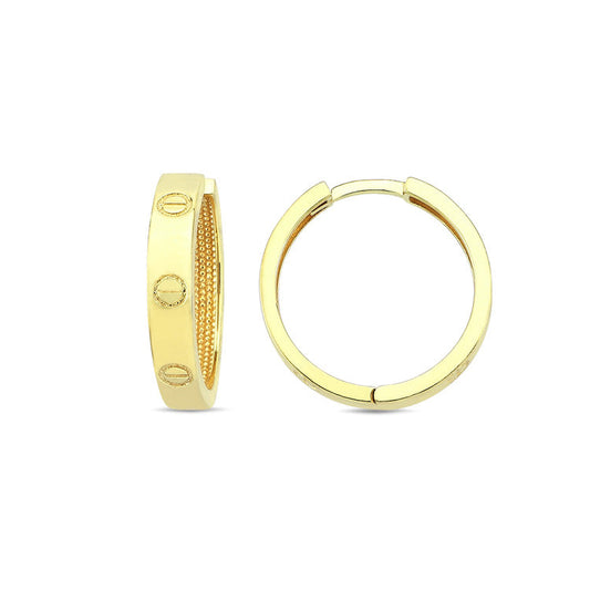 9K Yellow Gold Lock Hoop Earrings 18mm
