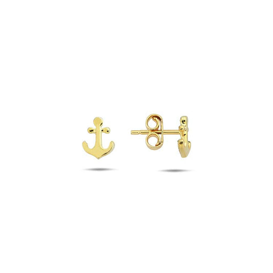 9CT Yellow Gold Anchor Stud Earrings