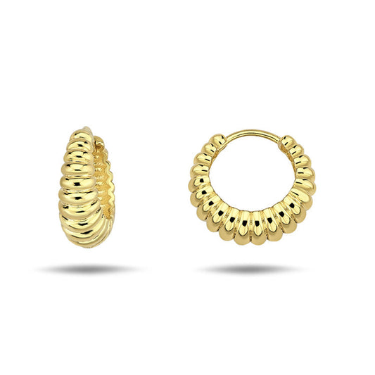 9Ct Yellow Gold Crossiant Hoop Earrings 15mm