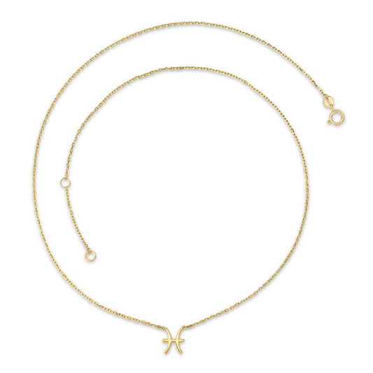 9CT Yellow Gold Pisces Zodiac Necklace 40-45cm