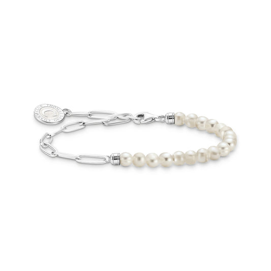 THOMAS SABO Bracelet with Pearls and Chain Links Silver