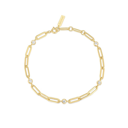 Ania Haie Gold Bezel Station Paper Clip Chain Bracelet