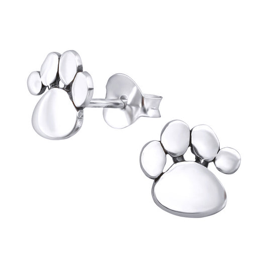 925 Sterling Silver Paw Print Studs