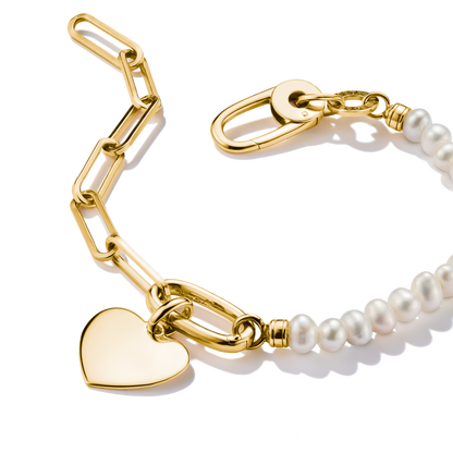 THOMAS SABO Connect Charm Bracelet Paperclip with Pearls Gold