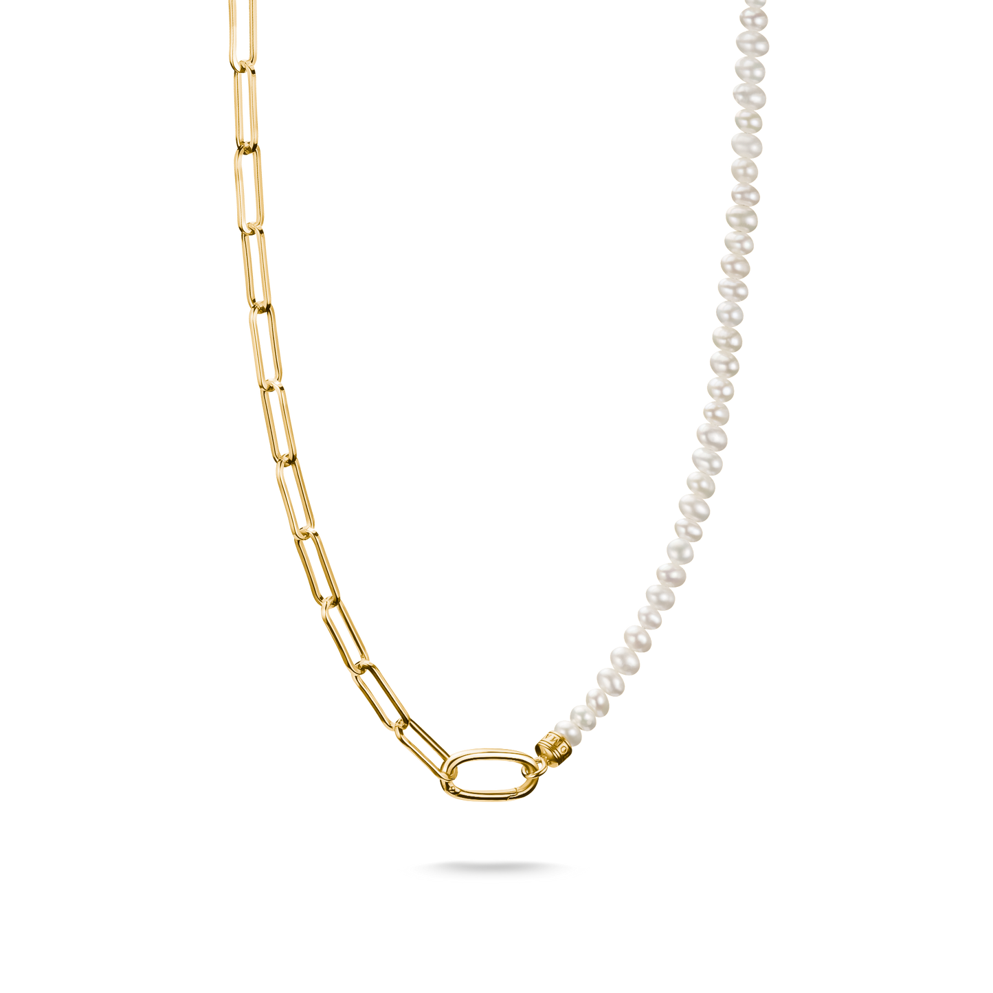 THOMAS SABO Connect Charm Necklace Paperclip with Pearls Gold