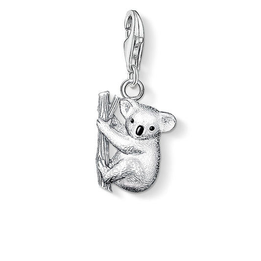 Silver koala charm on a white background