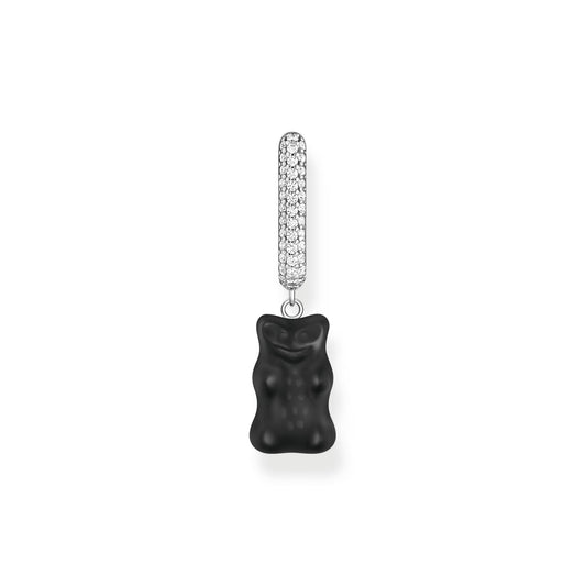 THOMAS SABO Single hoop earring medium sized with black goldbear