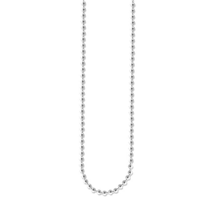 Silver chain necklace on a white background