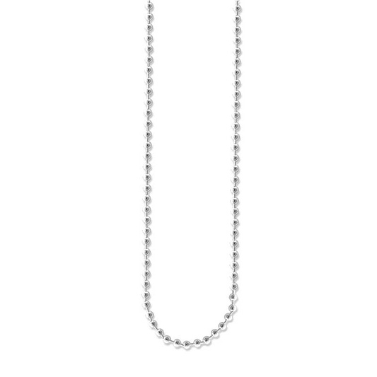 Silver chain necklace on a white background