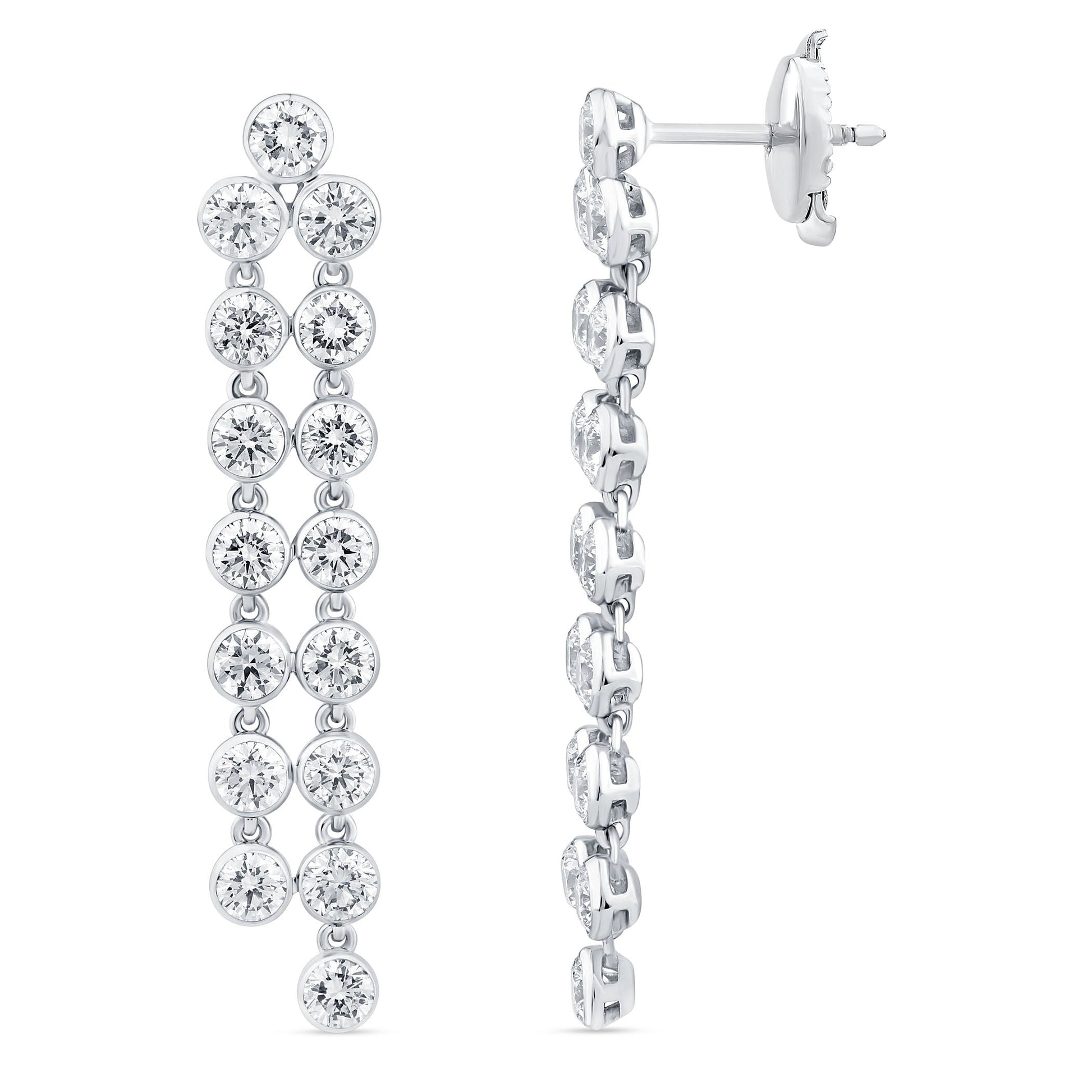 Cascading Diamond Drop Earrings in white gold