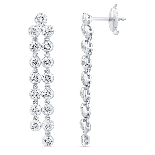 Cascading Diamond Drop Earrings in white gold