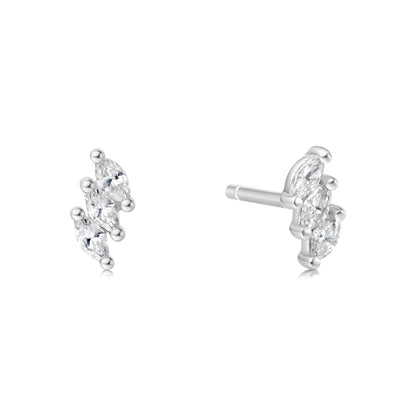 Ania Haie Silver Triple Marquise Stud Earrings