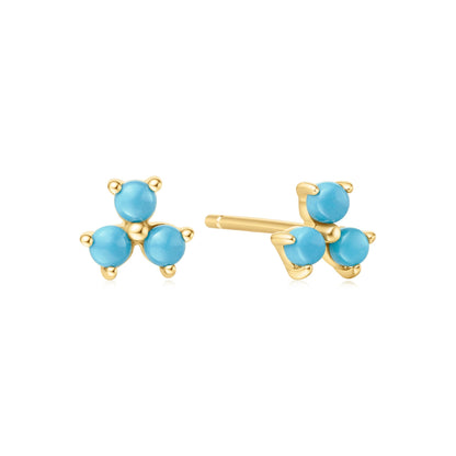 Ania Haie Gold Lab Created Turquoise Lotus Stud Earrings