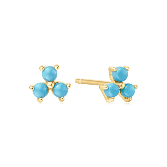 Ania Haie Gold Lab Created Turquoise Lotus Stud Earrings