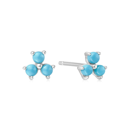 Ania Haie Silver Lab Created Turquoise Lotus Stud Earrings