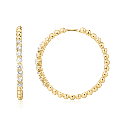 Ania Haie Gold Large Claw Sphere Beaded Hoop Earrings