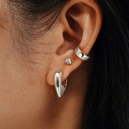 Ania Haie Silver Puffy Shield Huggie Hoop Earrings