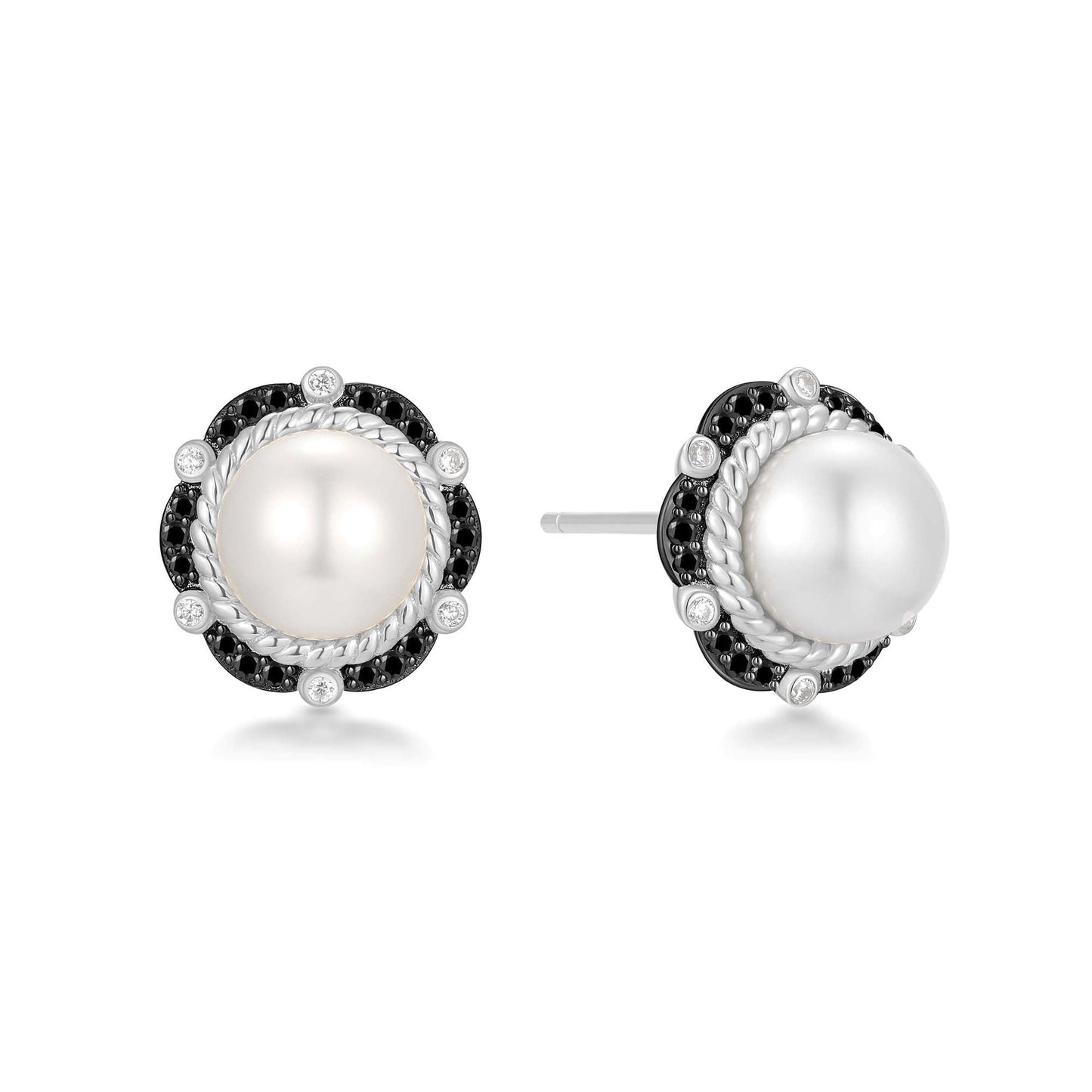 Two-Tone Shell Pearl Bloom Stud Earrings