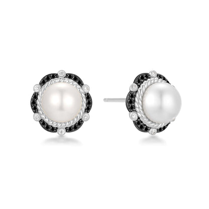 Two-Tone Shell Pearl Bloom Stud Earrings