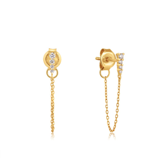 14K YG 0.085CT DIAMOND DROP STUDS