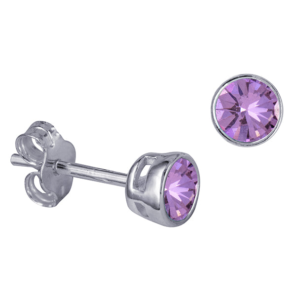 925 Sterling Silver Birthstone Stud Earrings BEZEL SET