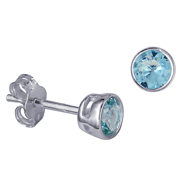 925 Sterling Silver Birthstone Stud Earrings BEZEL SET