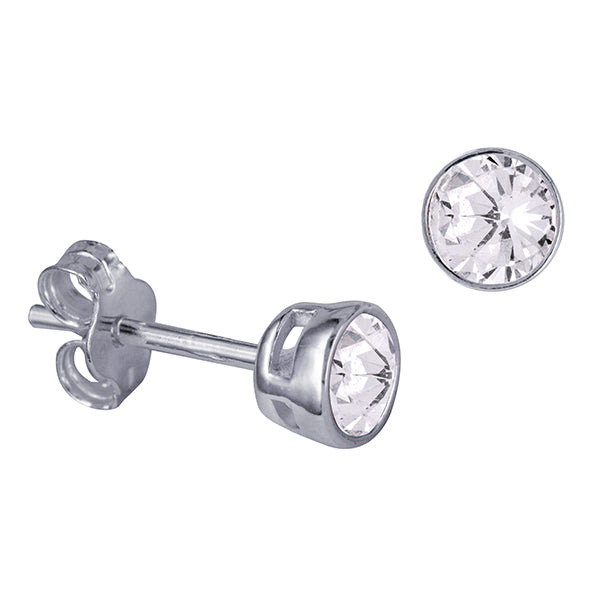 925 Sterling Silver Birthstone Stud Earrings BEZEL SET
