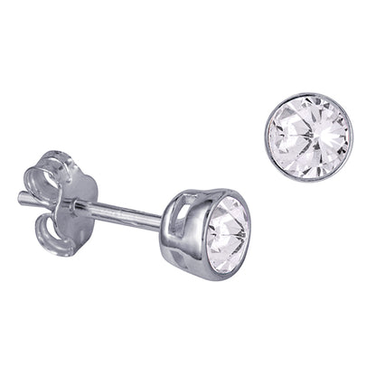 925 Sterling Silver Birthstone Stud Earrings BEZEL SET