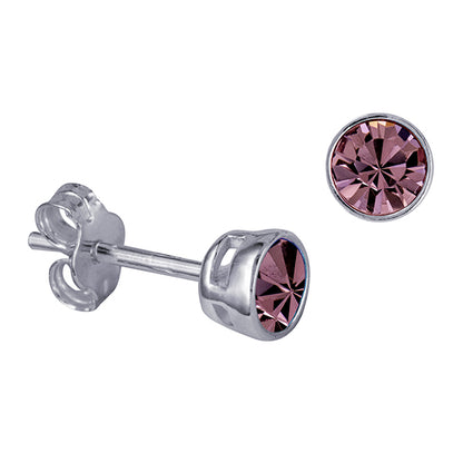 925 Sterling Silver Birthstone Stud Earrings BEZEL SET