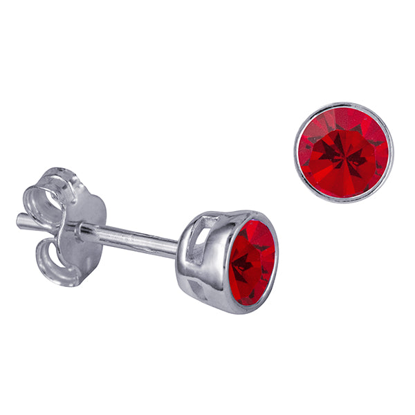 925 Sterling Silver Birthstone Stud Earrings BEZEL SET
