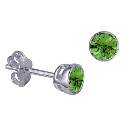 925 Sterling Silver Birthstone Stud Earrings BEZEL SET