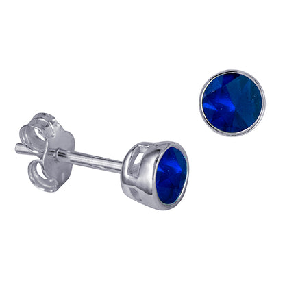 925 Sterling Silver Birthstone Stud Earrings BEZEL SET
