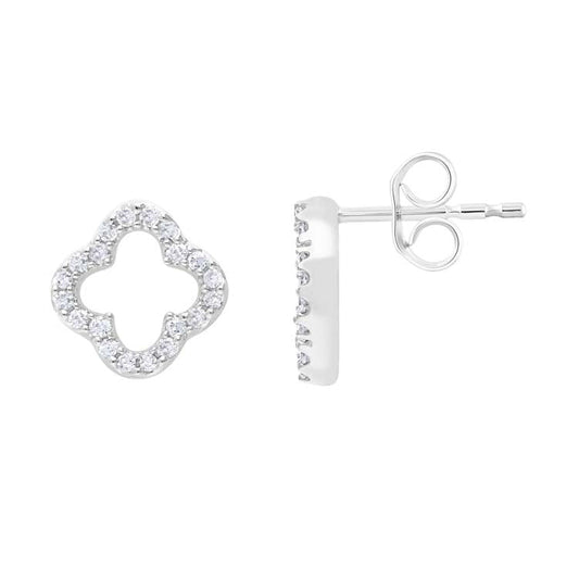 0.16ct Diamond Clover Stud Earrings in 9K White Gold
