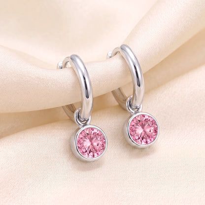 925 Sterling Silver Birthstone Drop Earrings BEZEL SET