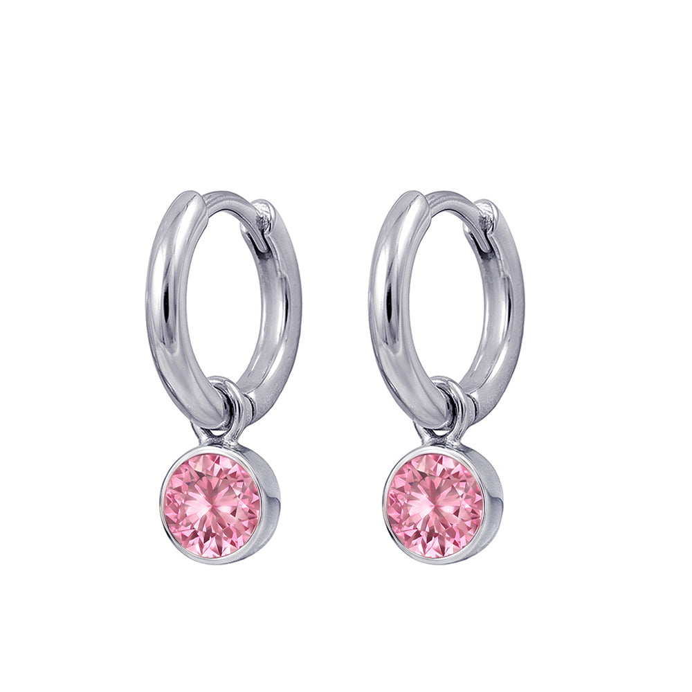 925 Sterling Silver Birthstone Drop Earrings BEZEL SET