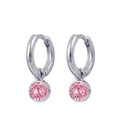 925 Sterling Silver Birthstone Drop Earrings BEZEL SET