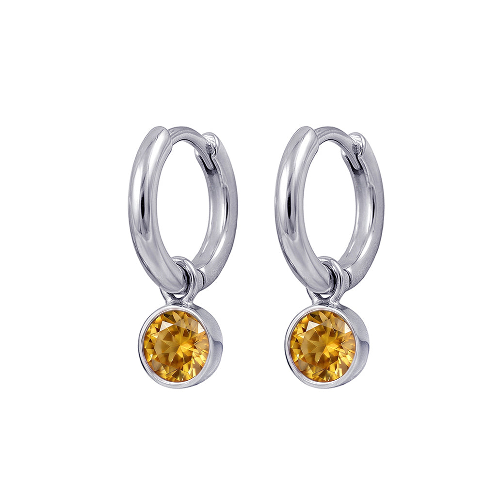 925 Sterling Silver Birthstone Drop Earrings BEZEL SET