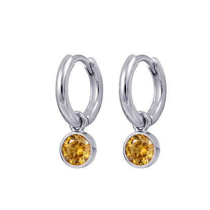 925 Sterling Silver Birthstone Drop Earrings BEZEL SET