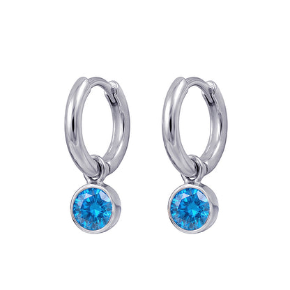 925 Sterling Silver Birthstone Drop Earrings BEZEL SET