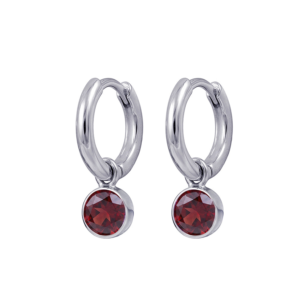 925 Sterling Silver Birthstone Drop Earrings BEZEL SET