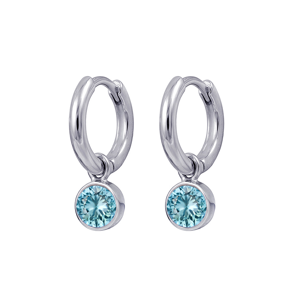925 Sterling Silver Birthstone Drop Earrings BEZEL SET